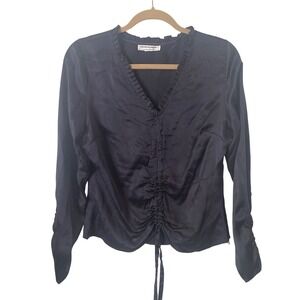 Vintage 80s‎ Norah Noh Silk V Neck Ruched Blouse S